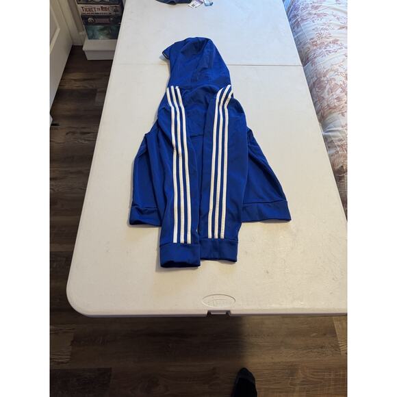 Adidas Kid’s Active Fleece Pullover Hoodie Royal Blue/White Medium - Picture 4 of 5